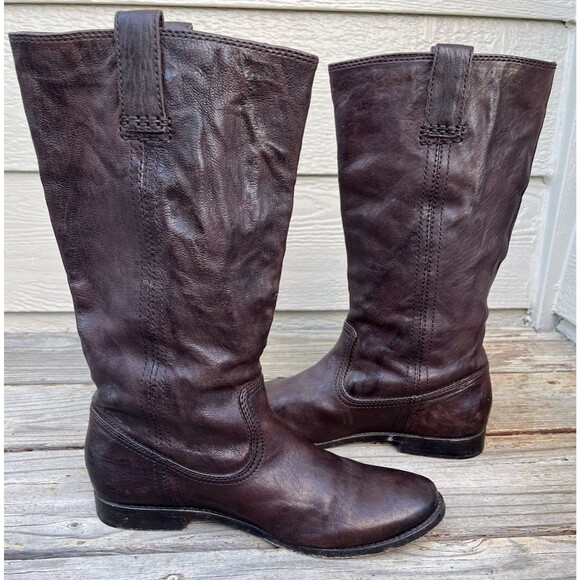 FRYE Anna Women's 9M Leather Mid-Calf Pull On Boots - Brown - Picture 9 of 14